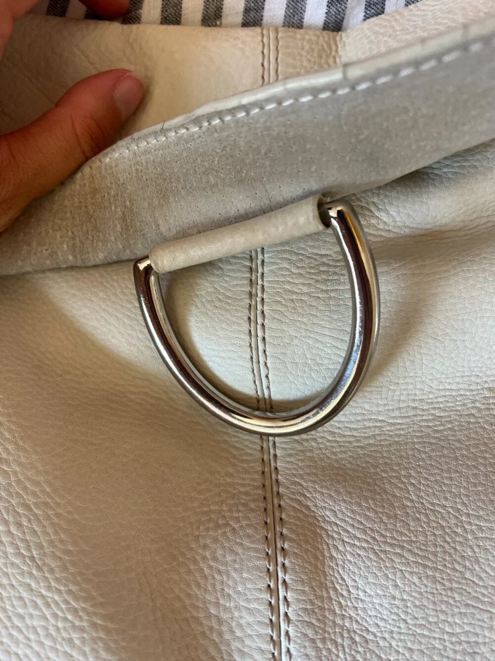 Vintage Leather Cream Shoulder Bag